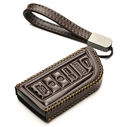 Vitodeco Genuine Leather Smart Key Fob Case with Leather Key Strap Compatible for Acura MDX RDX ADX TLX INTEGRA 5Button Brown
