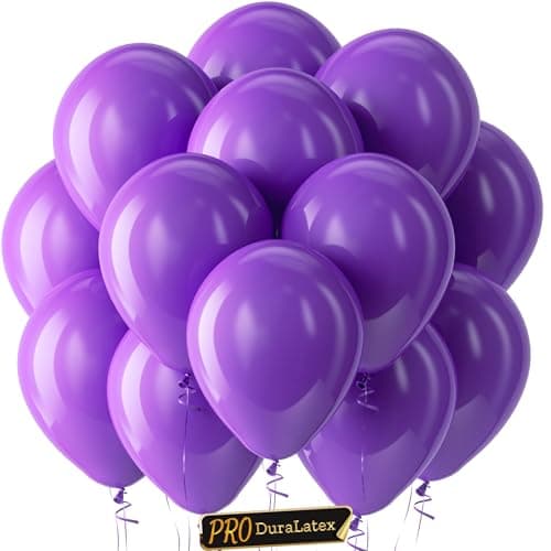 Bezente Pro Duralatex Purple Balloons 100 Pack 12 inch ExtraThick Purple Balloons for LongLasting Professional Party Decorations Large Wedding Graduation Halloween Birthday Party