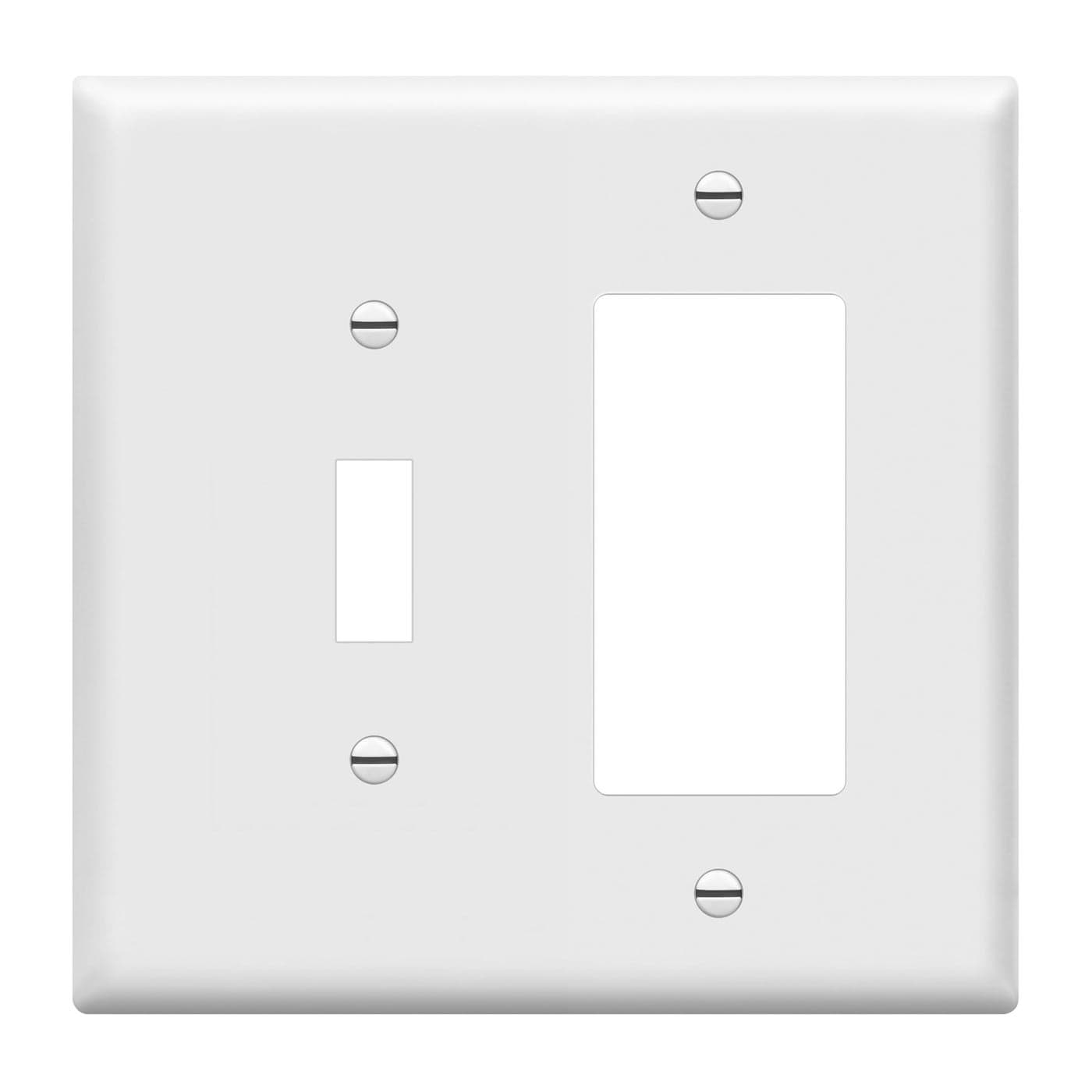 ENERLITES Combination Toggle Light SwitchDecorator Switch Wall Plate MidSize 2Gang 488 x 492 Polycarbonate Thermoplastic 881131MW White