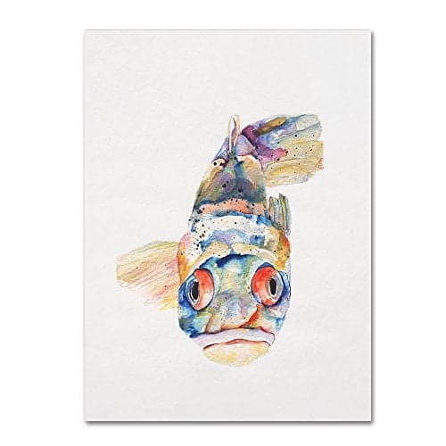 Trademark Art Blue Fish by Pat Saunders-White Canvas Artwork, 18 by 24-Inch