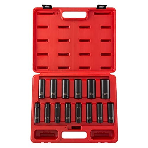 SUNEX TOOLS 2653 1/2-Inch Drive Deep Metric 6 Point Impact Socket Set, 14-Piece