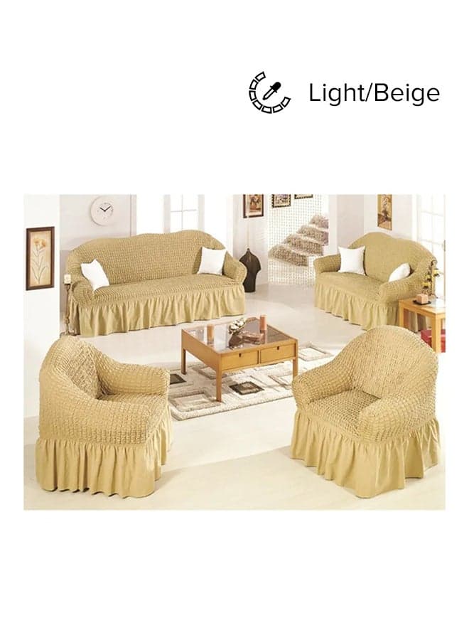 4-Piece Sofa Cover Set Beige 220x100x100cm