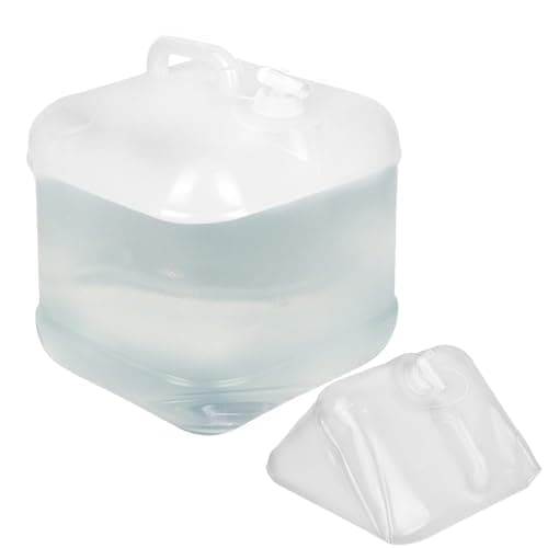 HACER 20L PVC Camping Water Bottle Collapsible Jug Dispenser Jar with Tap Foldable Carrier for Hiking Sports Mountaineer Riding Emergency Container for Outdoor & Picnic (Transparent)