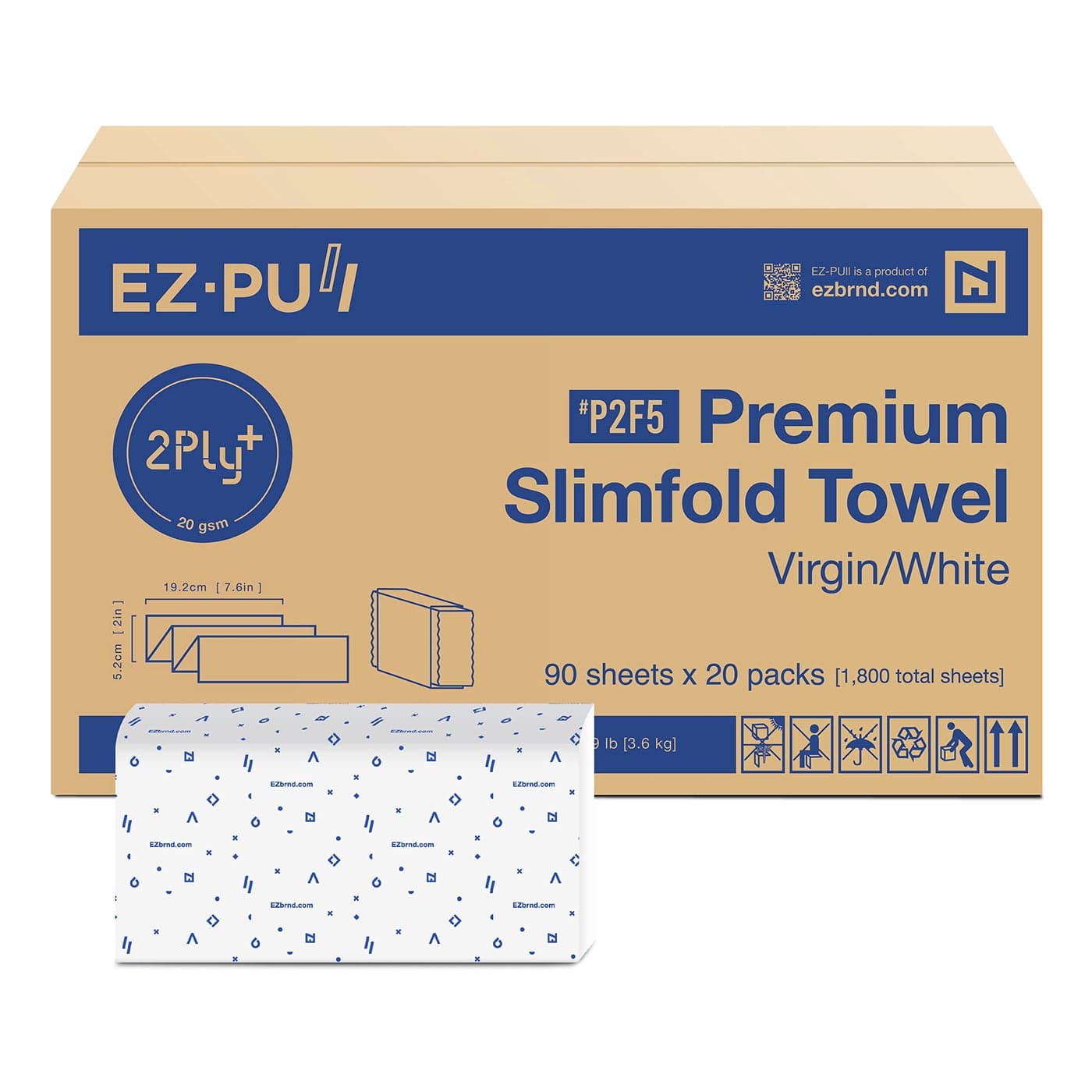 EZbrnd Premium Soft 2ply SLIMFOLD Paper Towels 90 sheets x 20 pk P2F5 04442