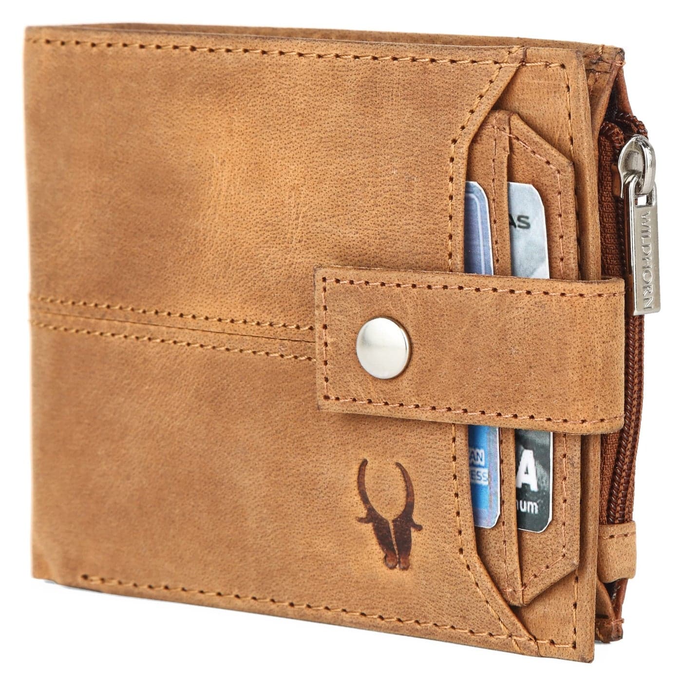 WildHorn RFID Protected Leather Wallet for Men, Tan Hunter