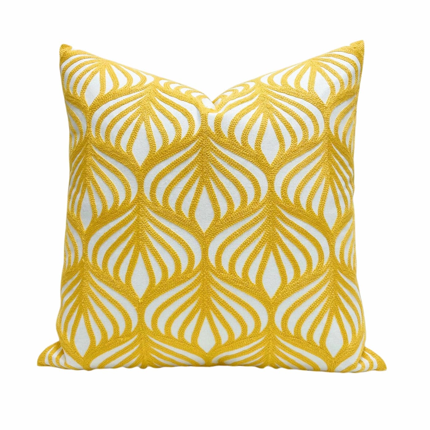 Slow Cow Embroidery Decorative Throw Pillow Cover Case for Couch Sofa Home Decor Modern Geometric Accent Pillow Cushion Cover 18 x 18 Inches Yellow