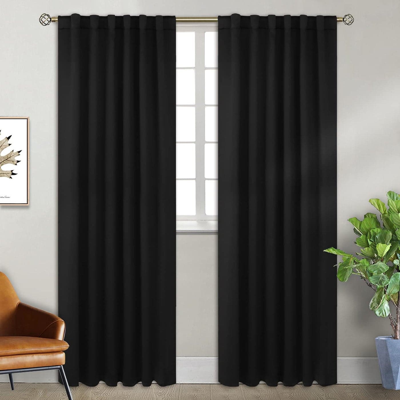 BGment Blackout Curtains 84 inches Long for Bedroom Thermal Insulated Rod Pocket and Back Tab Curtains for Living Room 2 Window Curtain Panels 52 x 84 Inch Black
