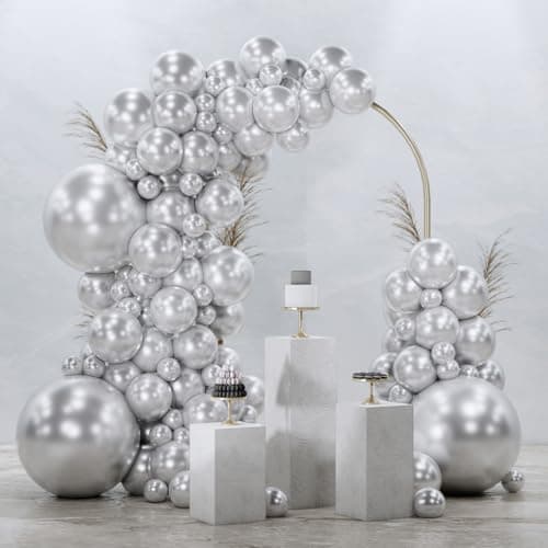 PartyWoo Silver Balloons 128 pcs Different Sizes of 18 12 10 5 Inch Silver Balloon Arch Kit Garland for Birthday Graduation Bachelorette Engagement Bridal Shower Wedding Party Decorations SilverG102