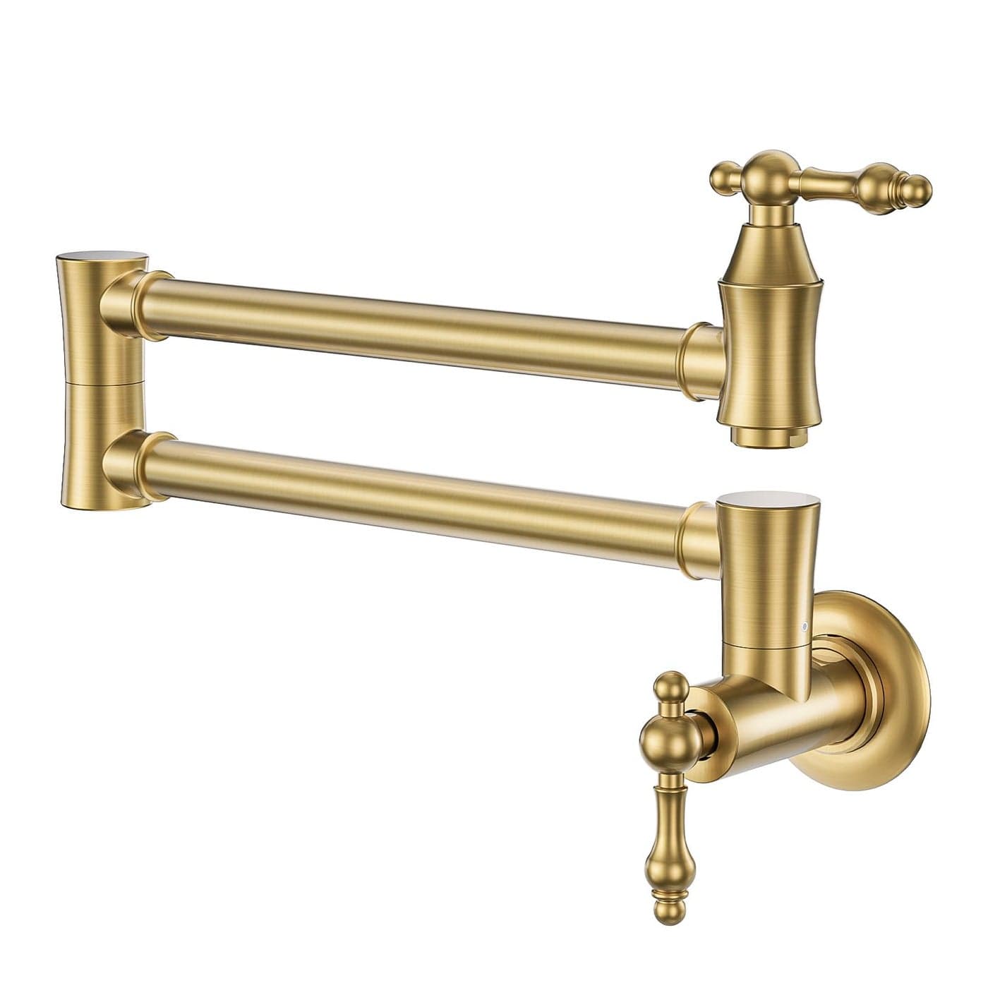 ARCORA Pot Filler Faucet Traditional Brushed Gold Wall Mount Kitchen Faucet with Double Joint Swing Arms Brass Kitchen Pot Filler