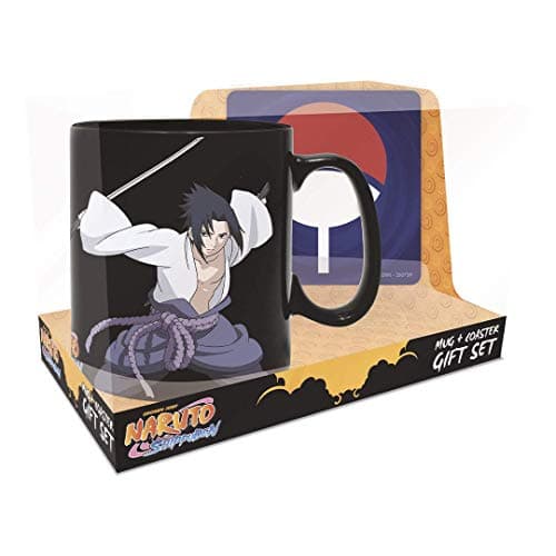 ABYSTYLE Naruto Shippuden Naruto and Sasuke Heat Change Mug and Coaster Gift Set Anime Manga Drinkware Merch