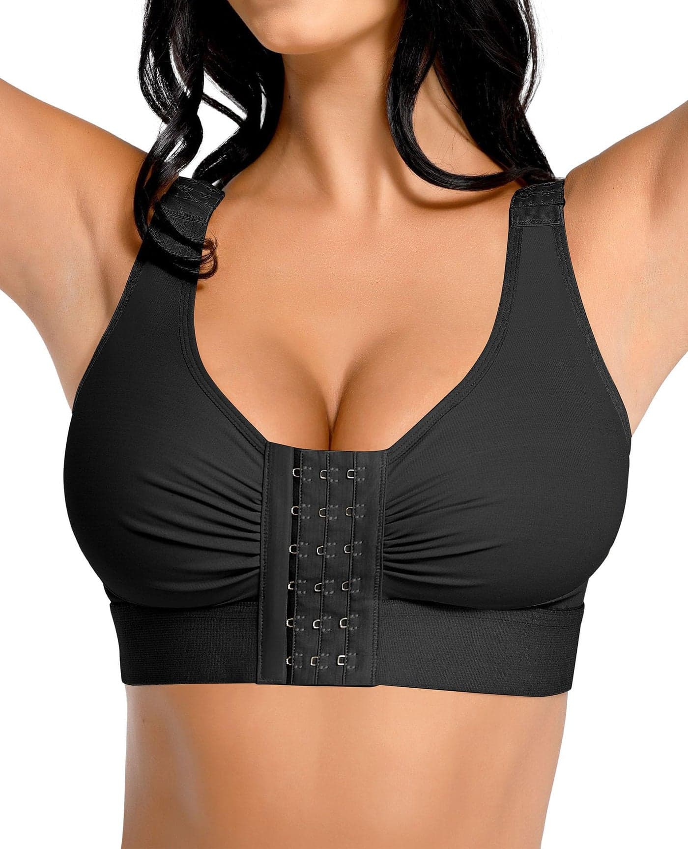 FeelinGirl Comfortable Post Surgery Compression Bra Adjustable Support for Breast Recovery and Healing Black S