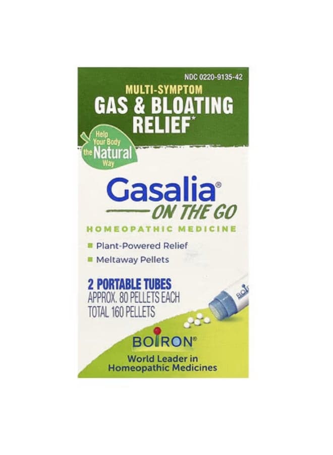 Boiron, Gasalia® On The Go, 2 Portables Tubes, 80 Pellets Each