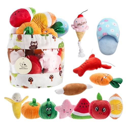 Nocciola Dog Squeaky Toys Plush Small Dog Toys for Dogs Stuffed with Squeakers12 pcs Puppy Toys with a Carrying Bag for Small Medium Size