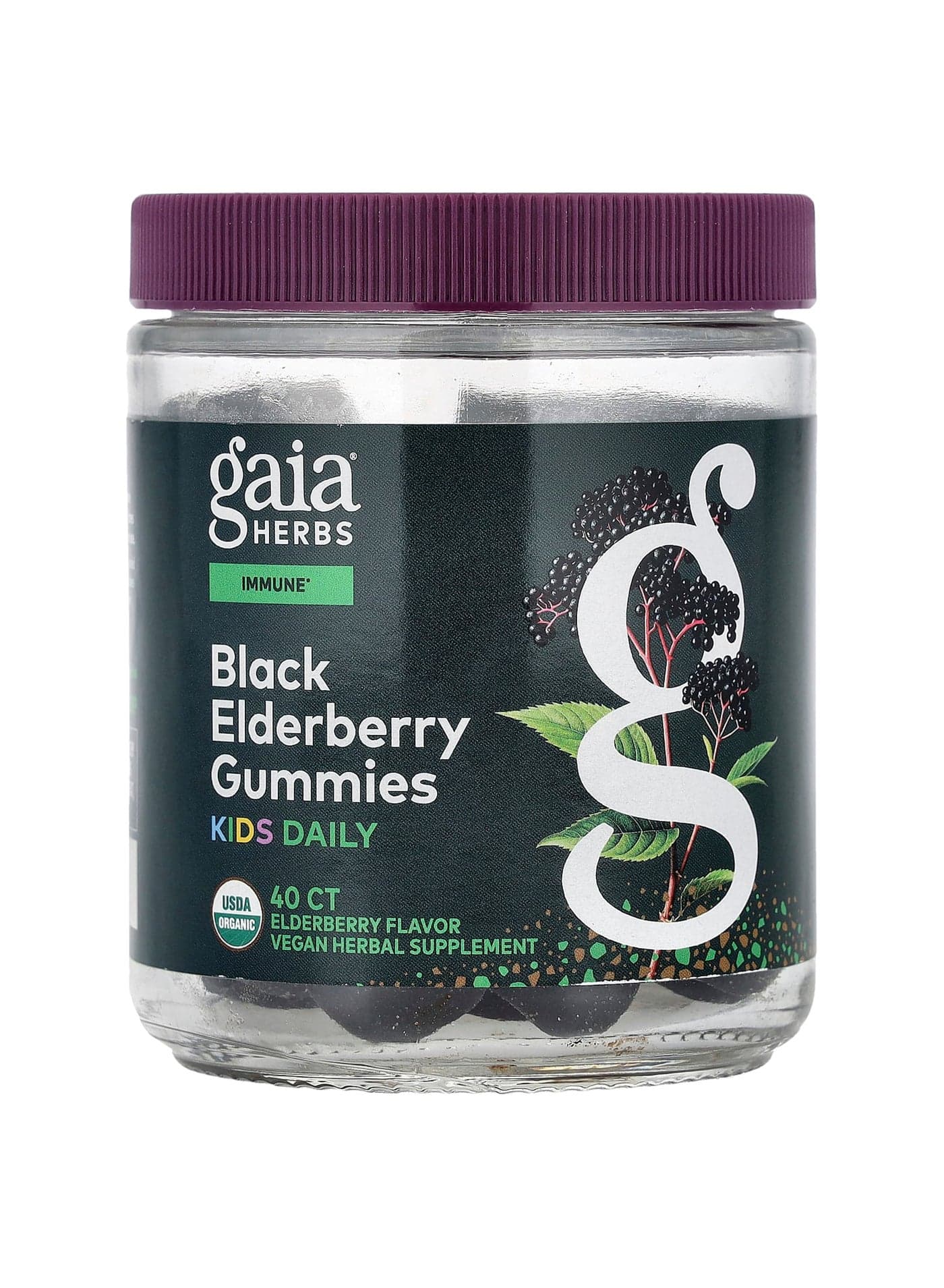 Kids Daily, Black Elderberry Gummies, Elderberry, 40 Gummies