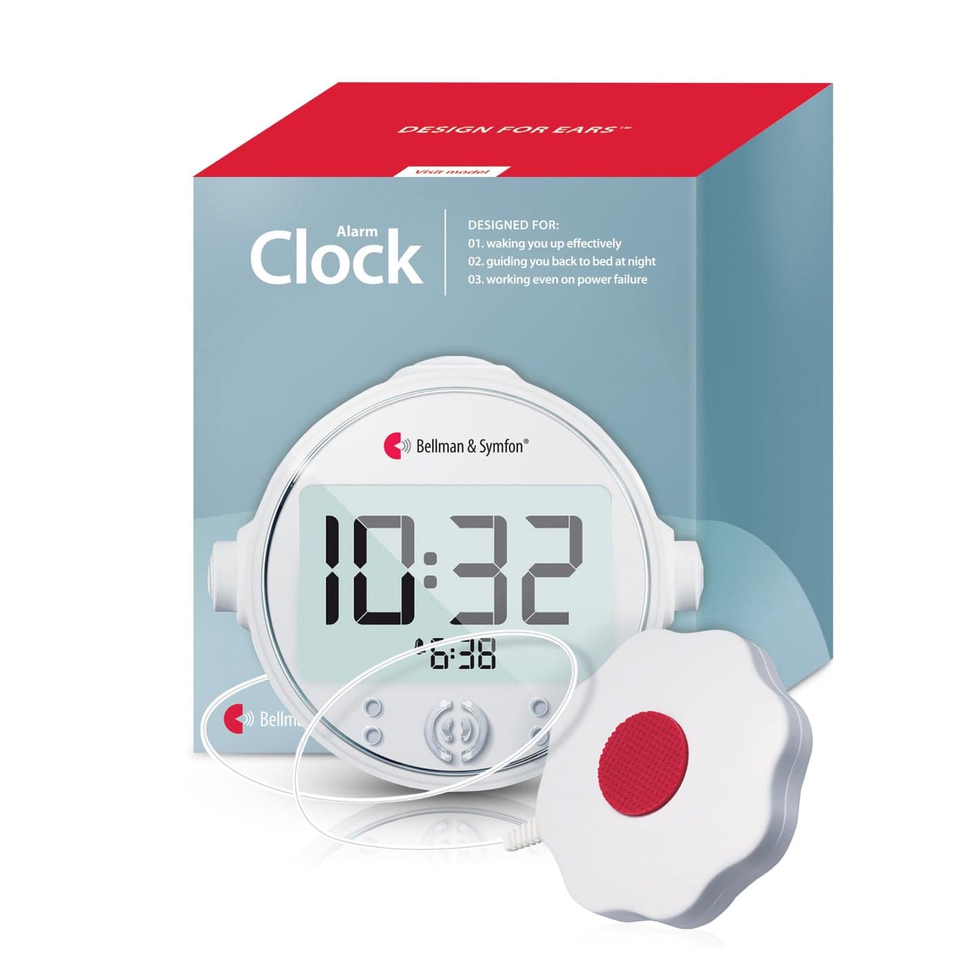 Bellman Symfon Vibrating Alarm Clock Pro with Bed Shaker Loud Alarm Flashing LED Night Lights for Heavy Sleepers Hard of Hearing and Deaf People Alarm Clocks for Bedrooms with Backup Batteries
