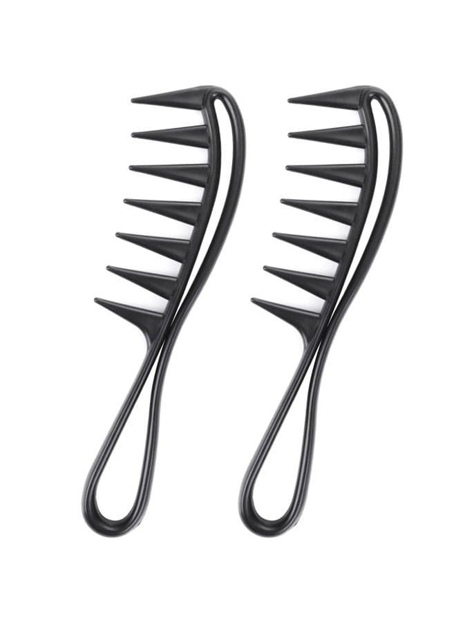2 Piece Wide Tooth Comb Curling Shark Combs Hair Styling Accessories Professional Salon Afro Coarse Comb Anti-Static Durable Hairdressing Tool for Men Women Styling Black