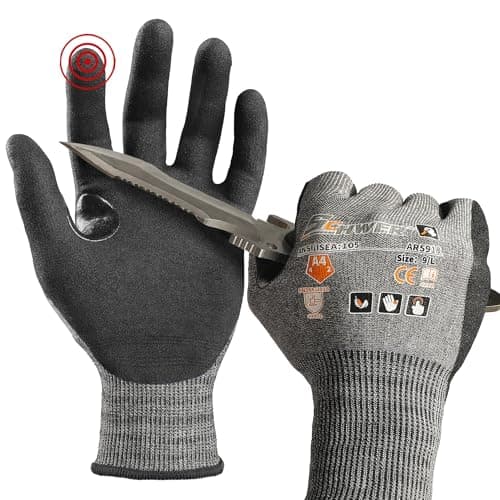 Schwer A4 AIR-SKIN Cut Resistant Work Gloves AR5918 with Extreme Lightweight & Thin, Grip Gloves for Gardening, Fishing, Mechanic, Refined Work, Touch-Screen, 3D-Comfort Fit, 1 Pair (L)