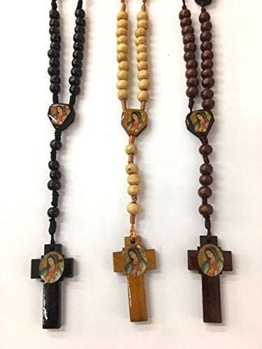 Bulk Lot Set of 12 Black/Brown Wood Beads Lady of Guadalupe/Lady of Guadalupe Rosary/Religious Favor/Baptism Favor/Memorial Rosary with Gift Bags