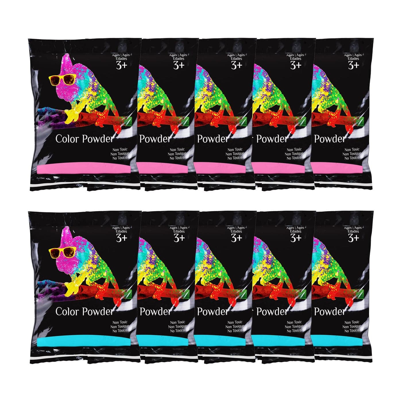 Chameleon Colors Gender Reveal Powder Set 10 Individual EasyOpen Bags 5 Bags of Blue and 5 Pink Color Chalk Powder for Photography Baby Boy or Girl Gender Reveal and More 10 Pack of 70g Bags