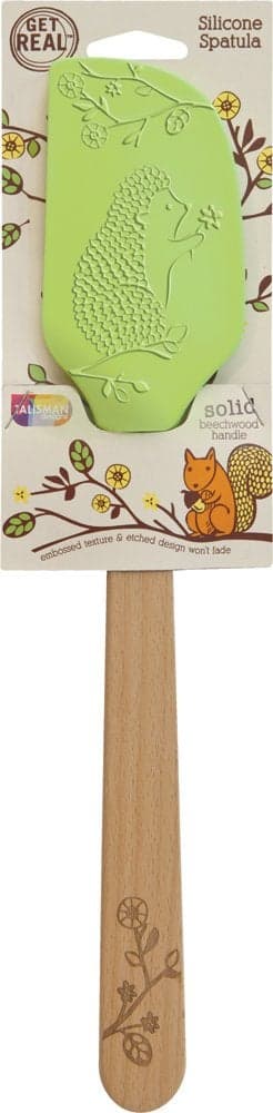 Talisman Designs Silicone Spatula with Solid Beechwood Handle Embossed and Laser Etched Woodland Collection Art 12 long
