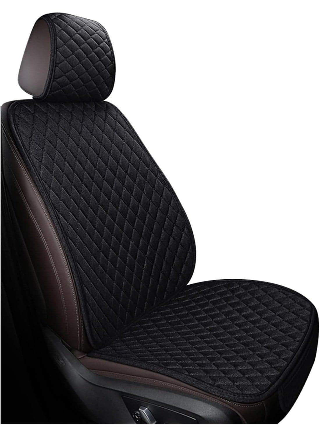 Faux Linen Car Seat Cover for Cars - Durable & Non-Slip - Front Car Seat Protector Covers for Most Automotive, Vans, SUVs, Trucks - 1 Unit (Black)