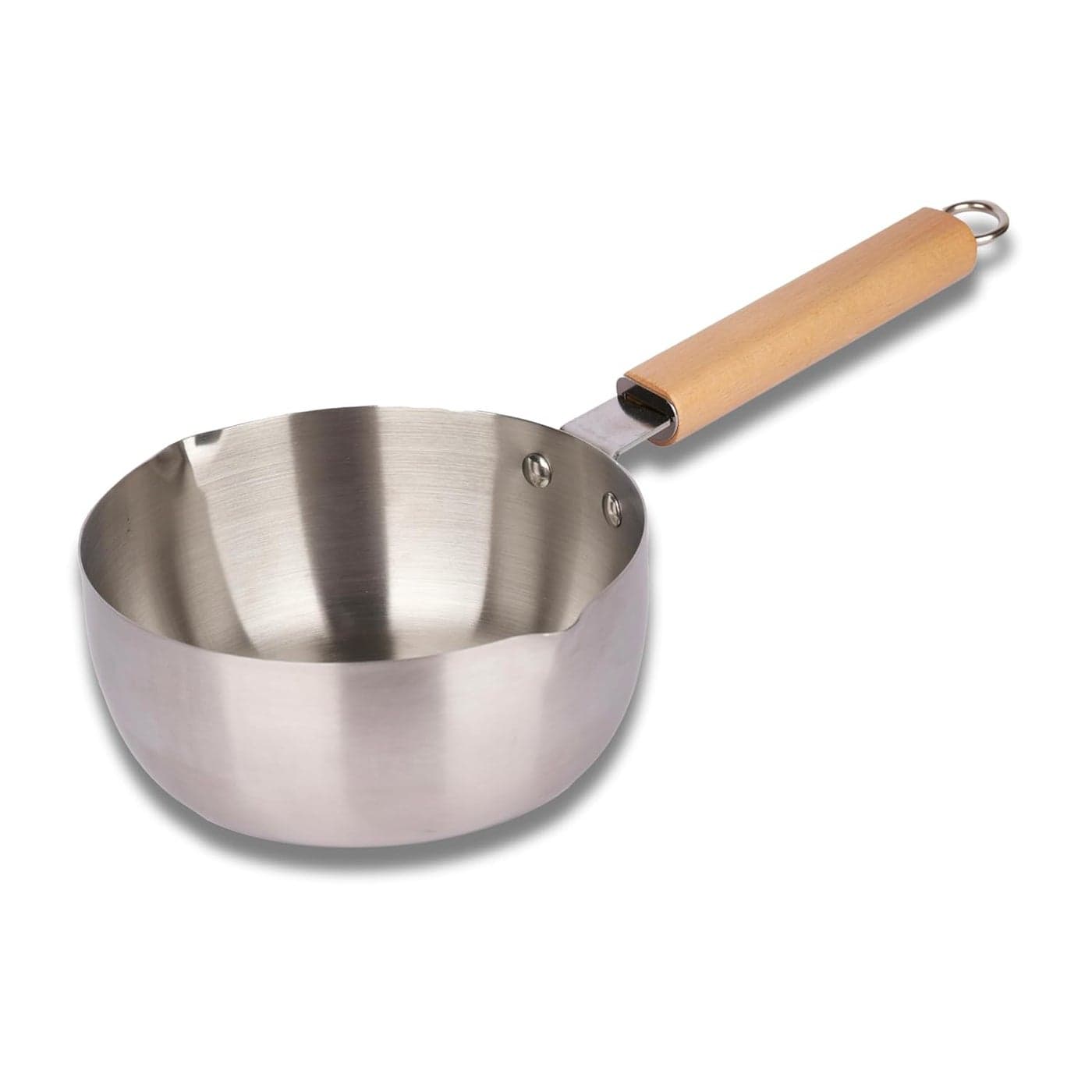 DAYANIDHI Stainless Steel Milk Pot With Wooden Handle For Gas Stove And Induction Base 18L Boiling Pot For Tea Coffee Milk Water Sauce And Noodles Japanese Style Pot 1 Piece 18 Liter