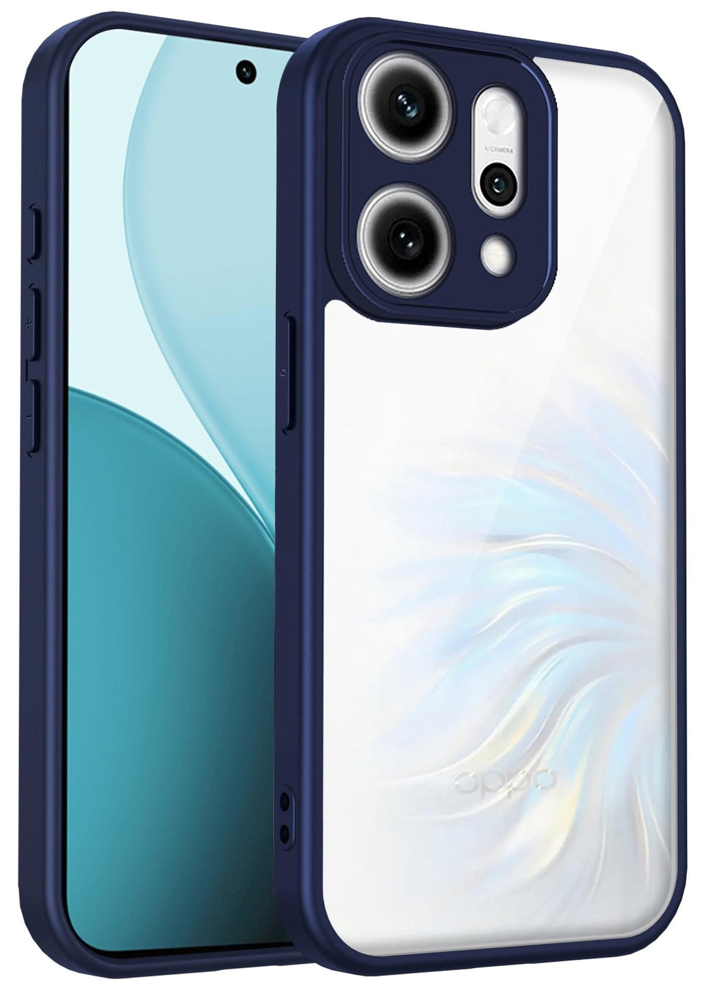 Kapa Hawkeye Clear Slim Tough Back Cover for Oppo Reno 14 Pro 5G | Camera Lens Protector Anti Yellow Shockproof Clear Hybrid Case Cover (Blue)