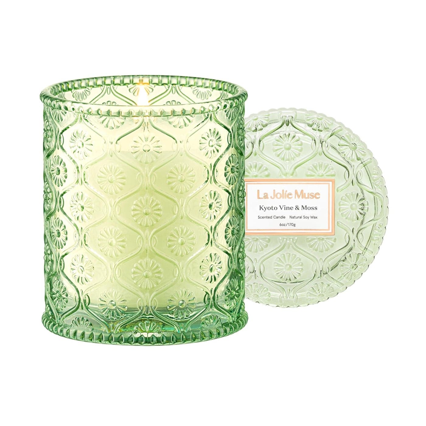 LA JOLIE MUSE Kyoto Vine Moss Candle Green Leaves Tree Moss Vetiver 6 oz Natural Soy Wax 40 Hours Clean Burn Fresh Scented Candle GiftReady for Hosts Gatherings