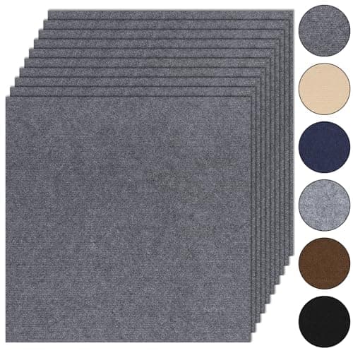 CvoMep 10Pcs Carpet Tiles Peel and Stick 24x 24 NonSlip Self Adhesive Squares Carpet Floor Tile Reusable Waterproof Carpet for Living Room Bedroom