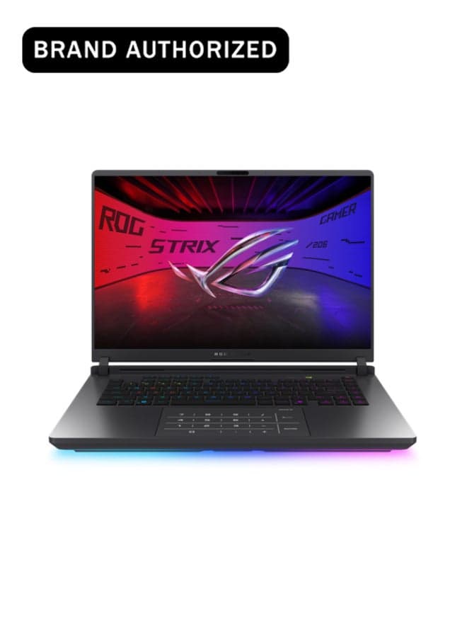 ROG Strix G16 Gaming Laptop, AMD Ryzen 9 8940HX Processor, 32 GB RAM, 1TB SSD, 12 GB Nvidia RTX 5070 Ti Graphics, 16" FHD+ 165Hz Display, Windows 11 Home, Backlit Chiclet 4-Zone R GB English & Arabic Keyboard, Eclipse Gray, 1 Year Warranty | English/Arabic Eclipse Grey