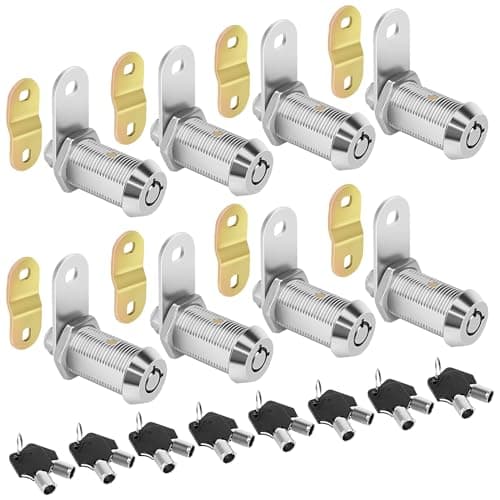 Sartatue Cam Locks RV Storage Lock Keyed Alike,1-1/8" Cylinder Fits on 7/8" Max Door Thickness, RV Compartment, Camper, Trailer Replacement Set, Chrome Finish with 16 Keys(8, 1-1/8 Inch)
