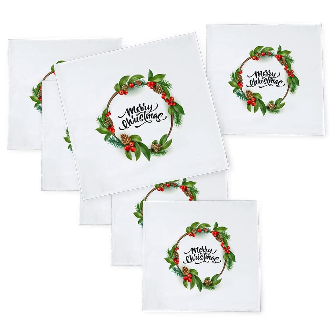 Khakee 6 Pcs Christmas Theme Silk Table Napkins 10x 10 for Xmas Decoration Christmas OrnamentsChristmas Giftxmas21171