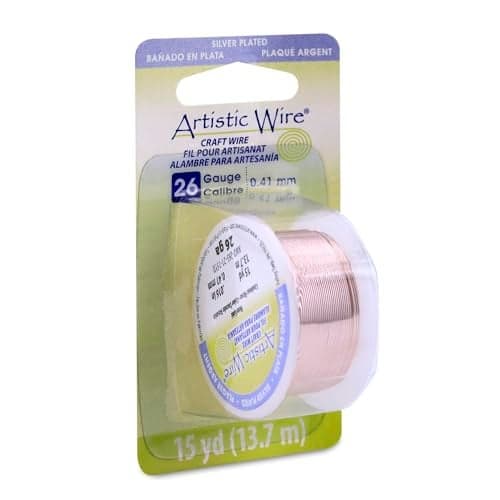 Artistic Wire, 26 Gauge Silver Plated Tarnish Resistant Colored Copper Craft Jewelry Wrapping Wire, Rose Gold, 15 yd