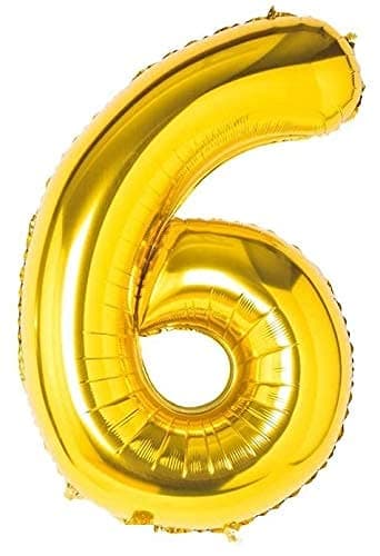 Flavouredlove 32inches six Foil Number Air or Helium Balloon Party Decoration Gold Pack of 1 | 6 Year No. Balloons Birthday/Anniversary (Gold 6)