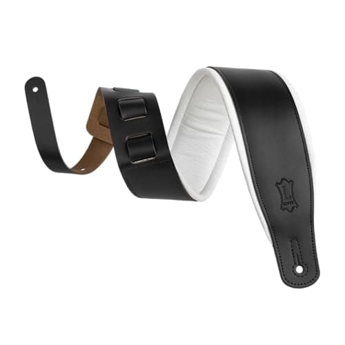 Levys Leathers Amped Leather Series 3 Wide Top Grain Leather Guitar Straps Black and White Tuxedo M26PDBLK_WHT