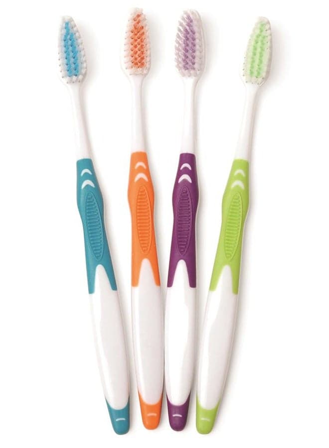 (100 Pack) Freshmint Individually Wrapped Premium Toothbrushes with Oversized Easy Grip Rubber Handle with Soft Multi Color Nylon Bristles. Bulk Packed and no Cutting or Tearing Apart Required.
