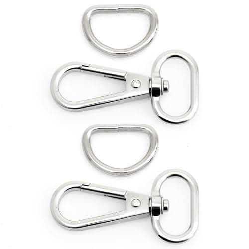 CRAFTMEMORE 10 Sets Silver Snap Hooks Lobster Clasp Swivel Push Gate Fashion Clips with D Rings Craft FSD1 (3/4 Inch)