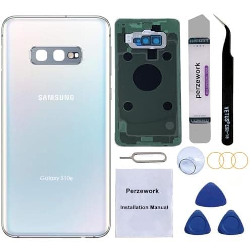 Perzework Rear Back Glass Replacement for Samsung Galaxy S10+ Plus 6.4 inches with Reparing Toolkit and Pre-Installed Adhesive (Prism White)