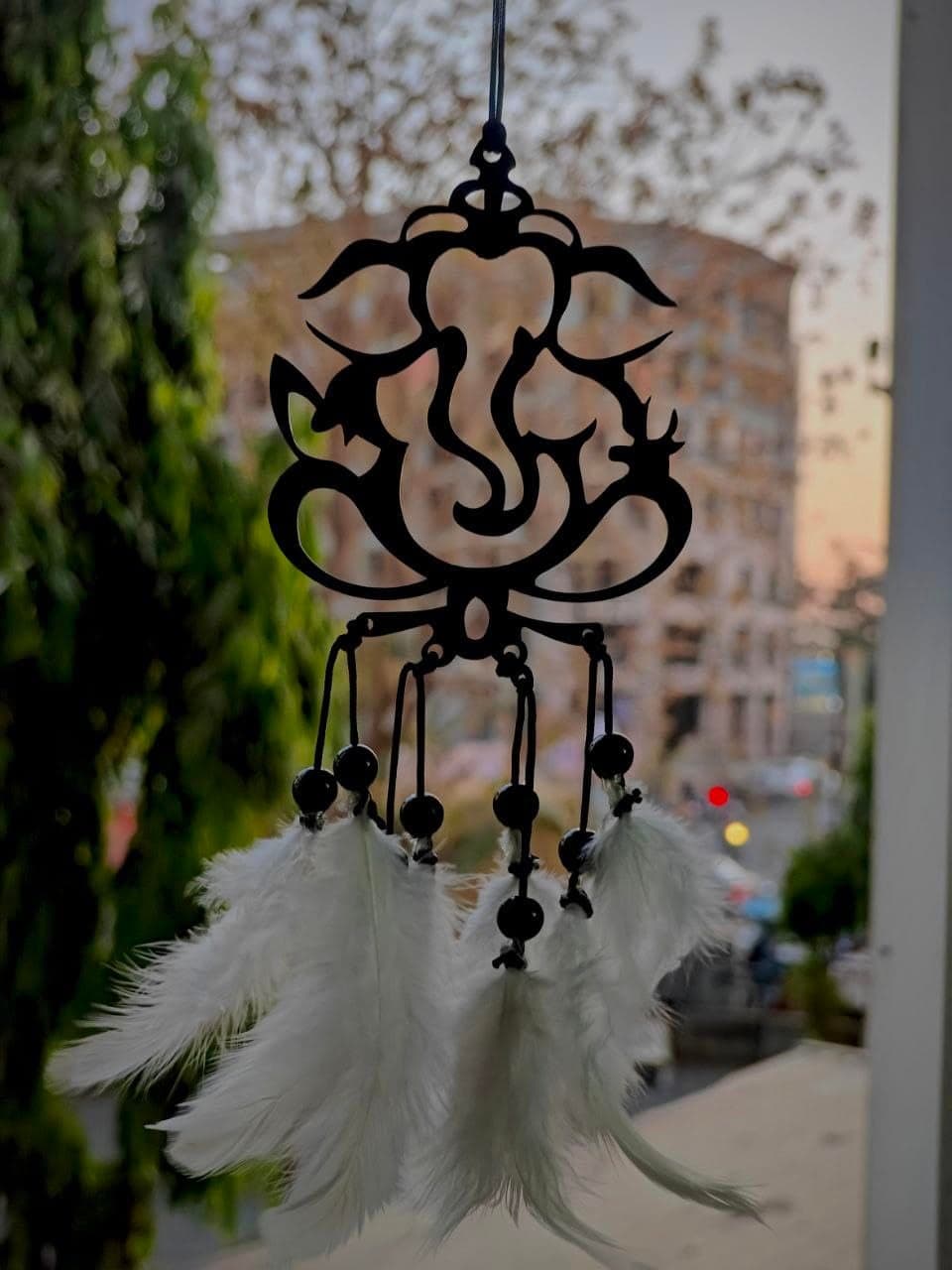 ELLITI Acrylic Ganesha Hanging Dream Catcher, Center Back View Mirror Hanging Accessories Interior, Decoration Accessories