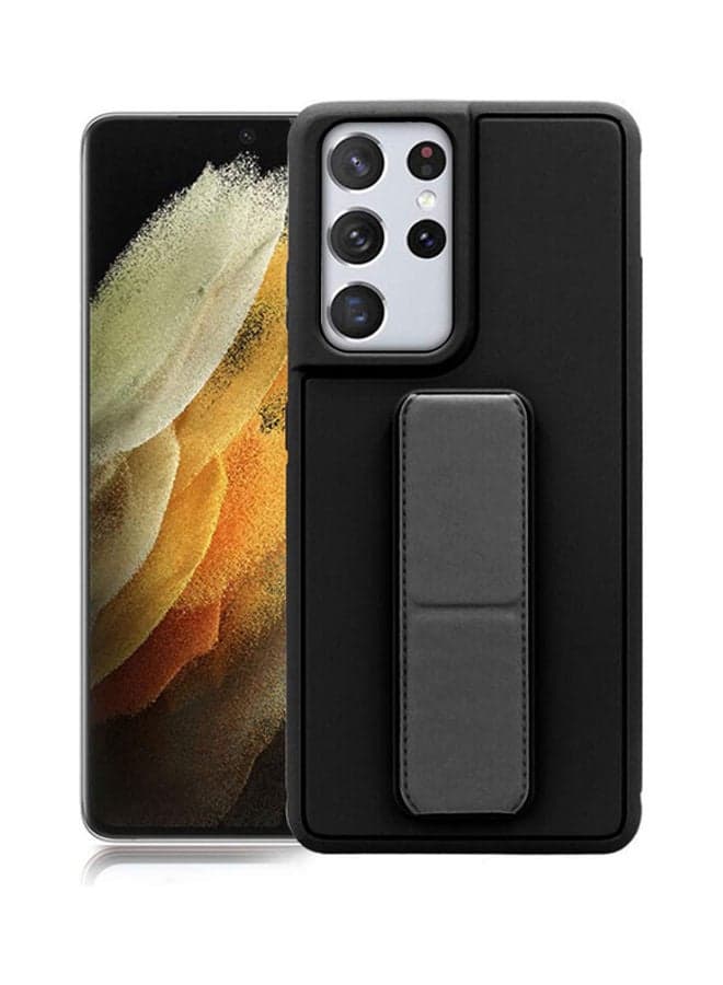 Hand Band Grip Case Cover For Samsung Galaxy S21 Ultra Black
