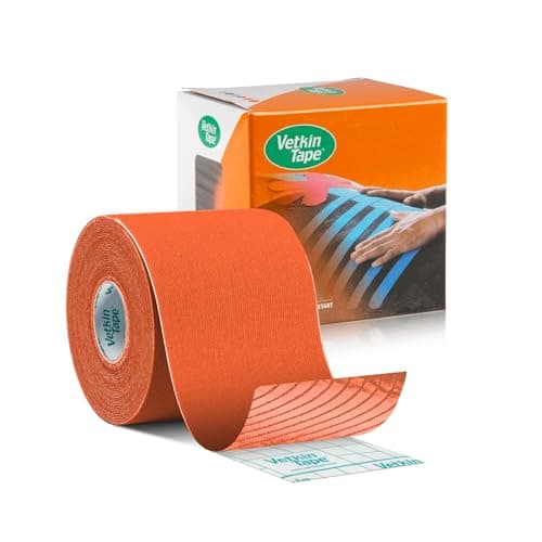 VETKIN VetkinTape Canine & Equine Kinesiology Tape | Veterinary Medical Tape | Vet Wrap for Joint Support & Pet Care | Self Adhesive Bandage Wrap | Orange | 2.4in | (Pack of 1)
