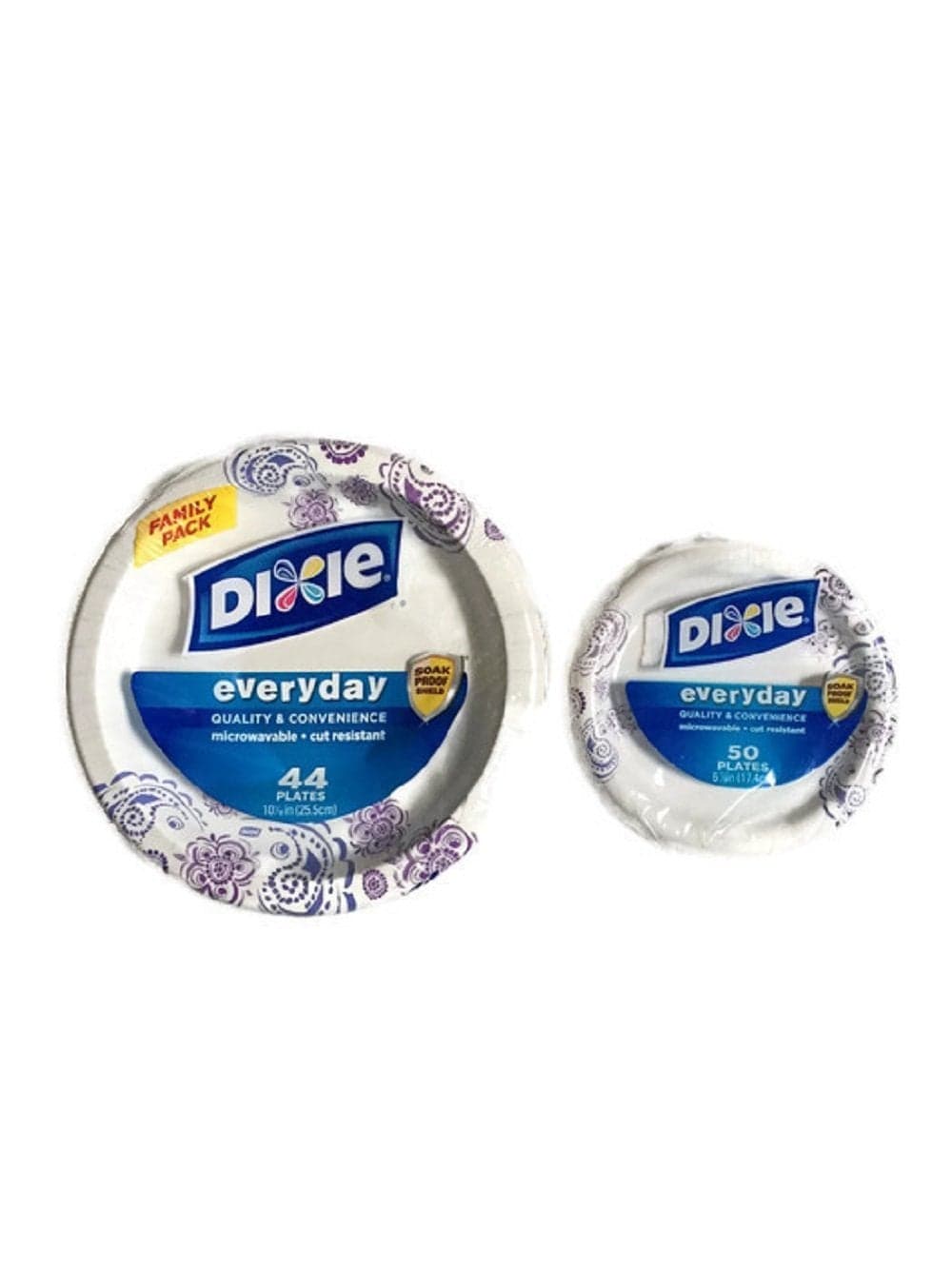 Dixie Everyday Paper Plate Bundle Large and Small Dinner 44 ct and Dessert 50 ct DESIGNS MAY VARY