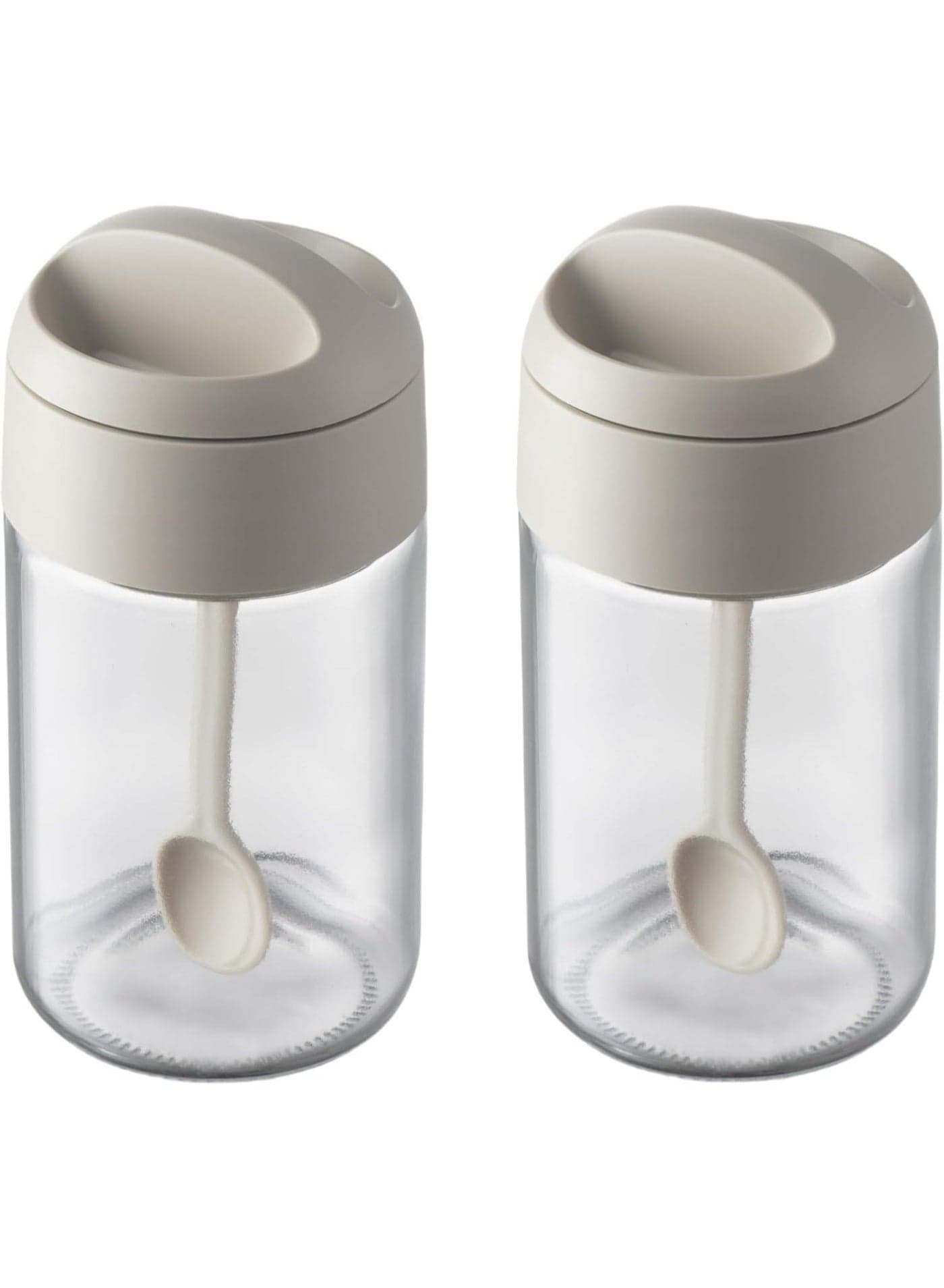 Spice Jars 2 Piece, With Airtight Lid And Spoon, Glass Condiment Pot, 8.8oz Sugar And Salt Container, For Kitchen Counter Keeping Sugar, Salts, Spice, Sauce
