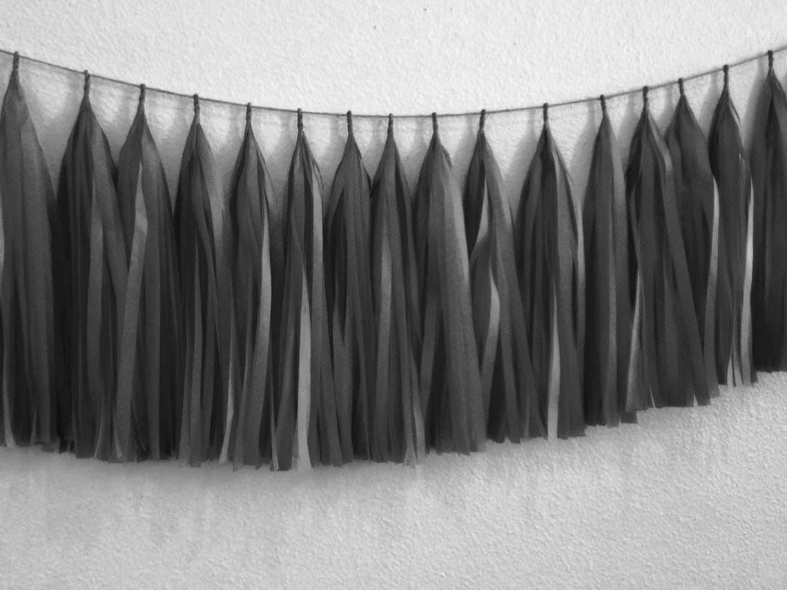 AMFIN® (Pack of 2) Party Decorative Paper Tassels Garland for Wedding Home Wall Decor Anniversary, Baby Shower, Kids Party Decorations Tassel/Crafts Birthday Hanging Decoration Supplies - Black