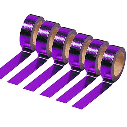 MEI YI TIAN 6pcs Solid Purple Foil Washi Tape Set Metallic Paper Masking Tape for DIY Art Project Craft Gift Wrapping Tapes 6pcs Purple