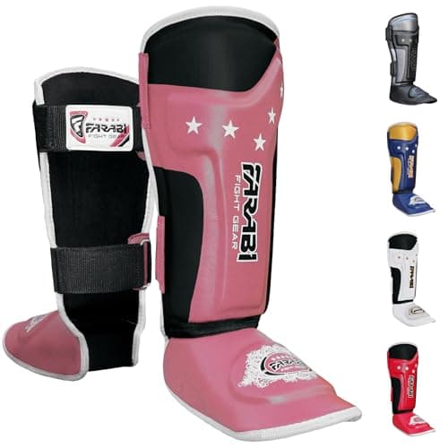 Farabi Sports Shin Instep Kids Junior MMA Kick Boxing Shin Guard Training Shin Protector Guards (Pink)