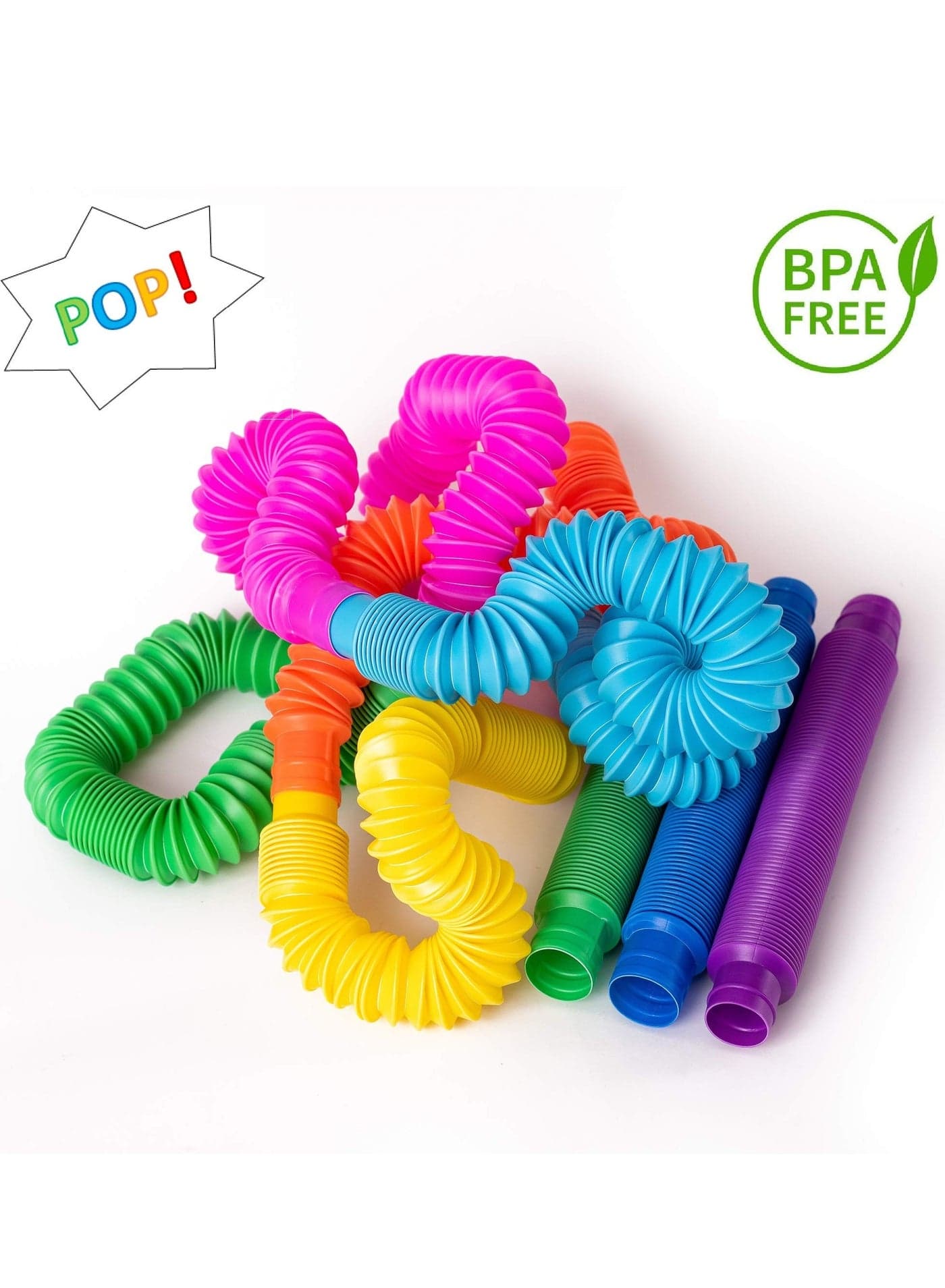 Pop Tubes - 8 Pack Large Sensory Fidget Toys for Kids | ADHD & Autism Support | Creative Toddler Toy | 2024 Top Gift for Boys & Girls