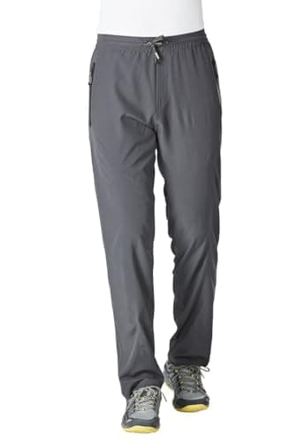 Rdruko Men's Sweat Pants Lightweight Casual Workout Gym Jogger Hiking Track Sports Athletic with Zipper Pockets(Dark Grey, US XXL)