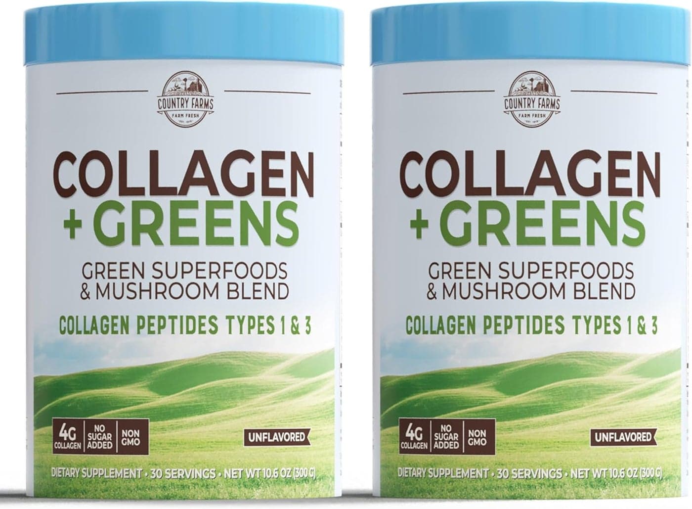 COUNTRY FARMS Collagen Peptides Powder with Greens Dietary Powder Supplement Type I III for Skin Hair Nail and Joints DairyGlutenSugar Free Energizing Superfoods 212 Oz 60 Servings