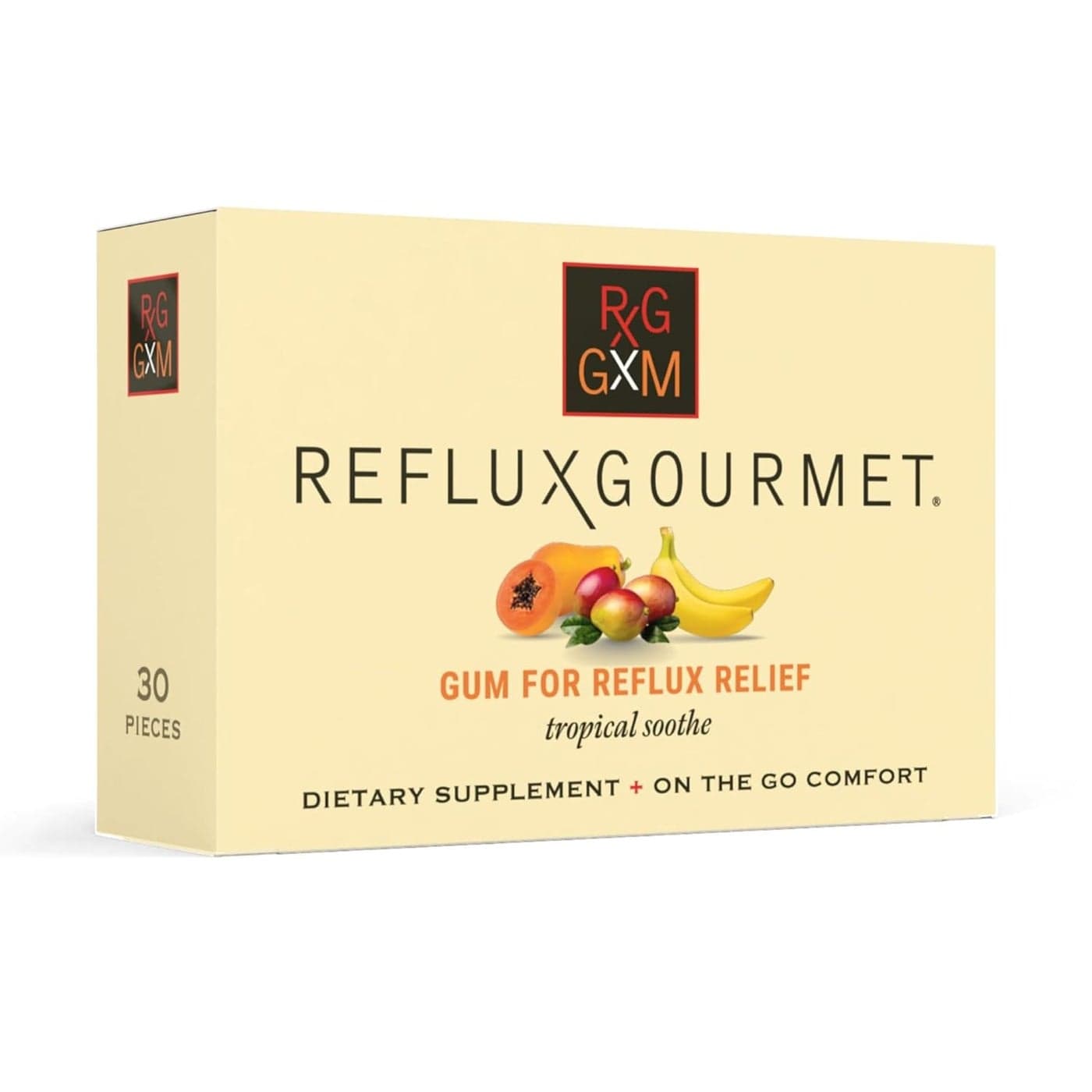 REFLUX GOURMET Tropical Soothe Gum Alginate Therapy Sodium Bicarbonate Gum for Acid Reflux Oral Cognitive and Digestive Support Natural with Ginger Celeriac Aloe Sugar Free Gluten Free Vegan